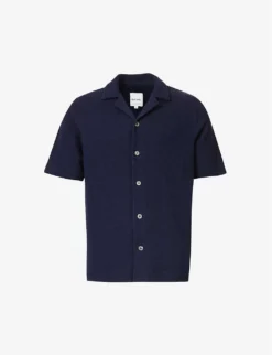 PAUL SMITH Speckled-weave Camp-collar Cotton-blend Shirt
