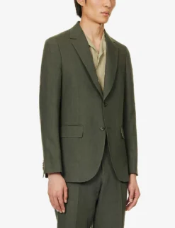 PAUL SMITH Single-breasted Regular-fit Linen Suit 10 PAUL SMITH Single-breasted Regular-fit Linen Suit -Falkeis Store R04114878 GREEN ALT02