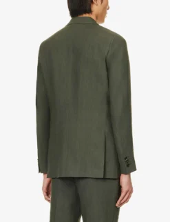 PAUL SMITH Single-breasted Regular-fit Linen Suit 11 PAUL SMITH Single-breasted Regular-fit Linen Suit -Falkeis Store R04114878 GREEN ALT03