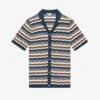 Reiss Whiteley Zig-zag Short-sleeved Stretch-knit Shirt
