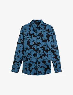 Ted Baker Altlo Floral-print Stretch-cotton Shirt