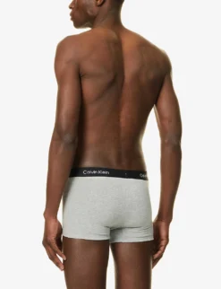 Calvin Klein Logo-waistband Stretch-recycled Cotton-blend Trunks 6 Calvin Klein Logo-waistband Stretch-recycled Cotton-blend Trunks -Falkeis Store R04117794 GREYHEATHER ALT02