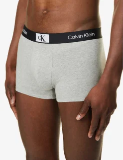 Calvin Klein Logo-waistband Stretch-recycled Cotton-blend Trunks 7 Calvin Klein Logo-waistband Stretch-recycled Cotton-blend Trunks -Falkeis Store R04117794 GREYHEATHER ALT03