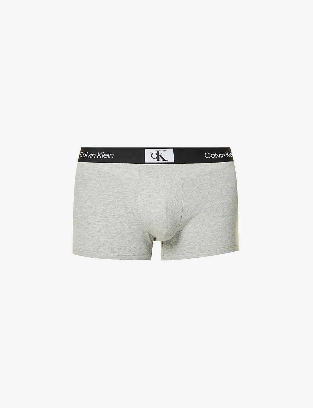 Calvin Klein Logo-waistband Stretch-recycled Cotton-blend Trunks 1 Calvin Klein Logo-waistband Stretch-recycled Cotton-blend Trunks