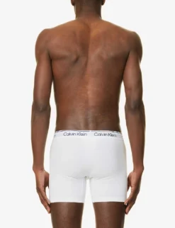 Calvin Klein Logo-waistband Stretch-cotton Boxers -Falkeis Store R04117797 WHITE ALT02