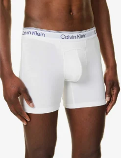 Calvin Klein Logo-waistband Stretch-cotton Boxers -Falkeis Store R04117797 WHITE ALT03