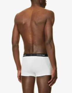 Calvin Klein Logo-waistband Low-rise Stretch-recycled Cotton-blend Trunks -Falkeis Store R04117804 WHITE ALT02