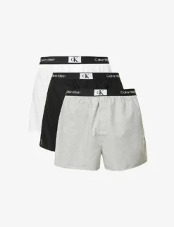 Calvin Klein Logo-waistband Pack Of Three Cotton-jersey Boxers