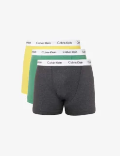 Calvin Klein Pack Of Three Logo-print Stretch-cotton Trunks