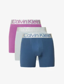 Calvin Klein Logo-waistband Pack Of Three Stretch-cotton Boxers
