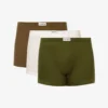 Calvin Klein Branded-waistband Mid-rise Pack Of Three Stretch-cotton And Recycled-polyester Trunks