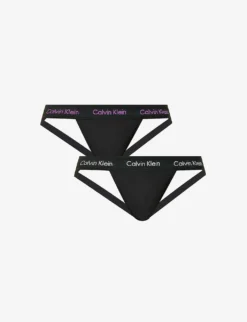 Calvin Klein Logo-waistband Pack Of Two Stretch-cotton Jockstraps