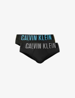 Calvin Klein Logo-waistband Pack Of Two Stretch-jersey Briefs