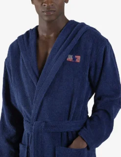 Ralph Lauren Home Bowden Logo-embroidered Cotton Terry Robe -Falkeis Store R04120170 MARINE ALT02