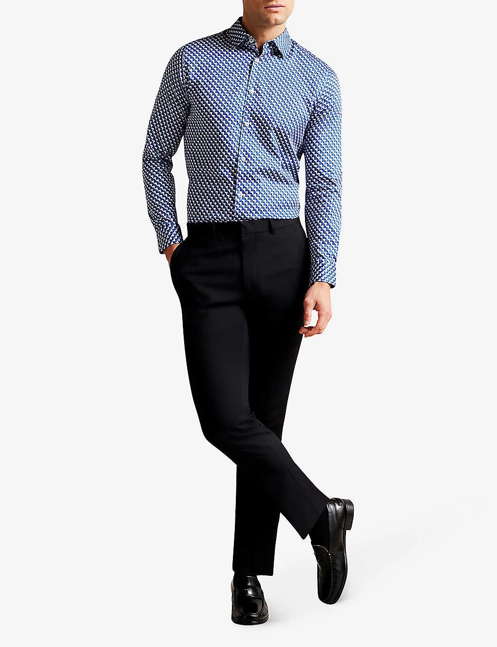 Ted Baker Border Geo-print Regular-fit Stretch-cotton Shirt 2 Ted Baker Border Geo-print Regular-fit Stretch-cotton Shirt - Image 2