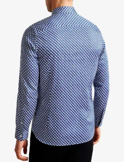 Ted Baker Border Geo-print Regular-fit Stretch-cotton Shirt 7 Ted Baker Border Geo-print Regular-fit Stretch-cotton Shirt -Falkeis Store R04121876 DKBLUE ALT03