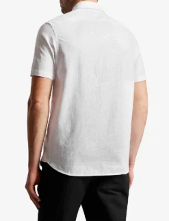 Ted Baker Knigfrd Regular-fit Short-sleeve Linen-blend Shirt -Falkeis Store R04121886 WHITE ALT03