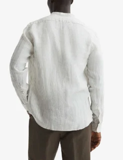 Reiss Ocean Striped Regular-fit Linen Shirt 8 Reiss Ocean Striped Regular-fit Linen Shirt -Falkeis Store R04122266 OATMEALWHITE ALT03