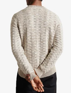 Ted Baker Kriskro Textured-knit Cotton Jumper -Falkeis Store R04122382 WHITE ALT03