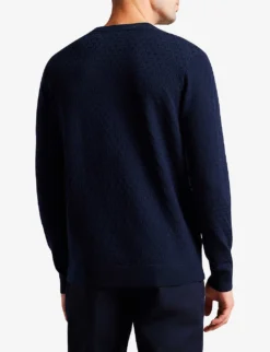 Ted Baker Dartell T-stitched Stretch-knit Jumper -Falkeis Store R04122384 NAVY ALT02