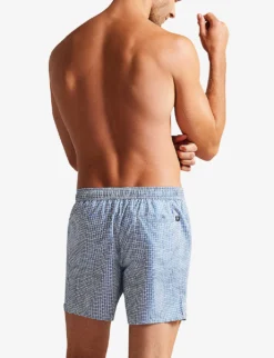 Ted Baker Popov Geometric-print Recycled-polyester Swim Shorts -Falkeis Store R04122390 DKBLUE ALT02