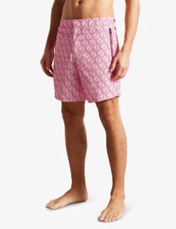 Ted Baker Kloch Geometric-print Swim Shorts -Falkeis Store R04122392 BRTPINK ALT02