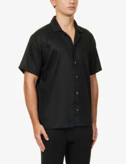 Calvin Klein Patch-pocket Short-sleeved Woven Shirt -Falkeis Store R04123660 BLACK ALT02