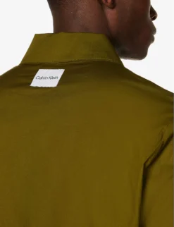Calvin Klein Logo-appliqué Relaxed-fit Stretch-cotton Pyjama Shirt -Falkeis Store R04123671 GREEN ALT04