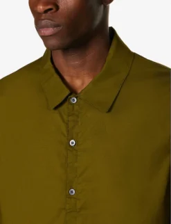 Calvin Klein Logo-appliqué Relaxed-fit Stretch-cotton Pyjama Shirt -Falkeis Store R04123671 GREEN ALT05