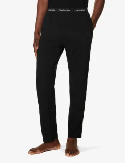 Calvin Klein Branded-waistband Stretch-cotton Pyjama Bottoms -Falkeis Store R04123674 BLACK ALT02