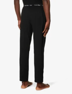 Calvin Klein Branded-waistband Stretch-cotton Pyjama Bottoms -Falkeis Store R04123674 BLACK ALT03