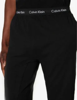 Calvin Klein Branded-waistband Stretch-cotton Pyjama Bottoms -Falkeis Store R04123674 BLACK ALT04