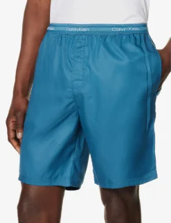 Calvin Klein Branded-waistband Woven Pyjama Shorts 9 Calvin Klein Branded-waistband Woven Pyjama Shorts -Falkeis Store R04123675 MIDNIGHT ALT04