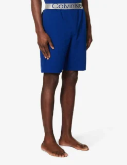 Calvin Klein Branded-waistband Cotton And Recycled Polyester-blend Shorts -Falkeis Store R04123678 MIDNIGHTBLUE ALT02