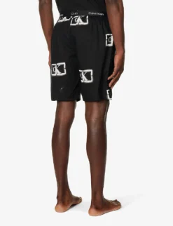 Calvin Klein 1996 Logo-print Organic-cotton Pyjama Shorts -Falkeis Store R04123681 LOGOPRINTBLACK ALT03