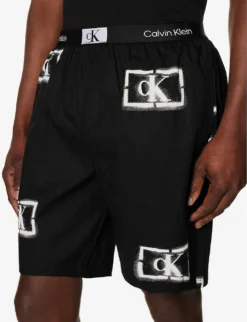 Calvin Klein 1996 Logo-print Organic-cotton Pyjama Shorts -Falkeis Store R04123681 LOGOPRINTBLACK ALT04
