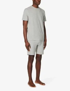 Calvin Klein Branded-waistband Stretch-cotton Pyjama Set -Falkeis Store R04123682 GREYHEATHER ALT02