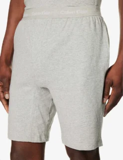 Calvin Klein Branded-waistband Stretch-cotton Pyjama Set -Falkeis Store R04123682 GREYHEATHER ALT04