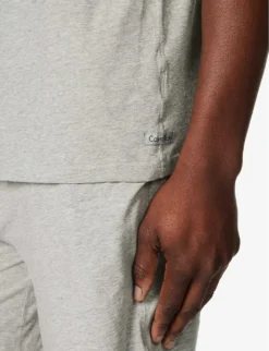 Calvin Klein Branded-waistband Stretch-cotton Pyjama Set -Falkeis Store R04123682 GREYHEATHER ALT05