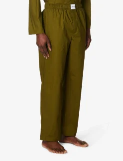Calvin Klein Logo-appliqué Straight-leg Stretch-cotton Pyjama Bottoms -Falkeis Store R04123685 GREEN ALT02