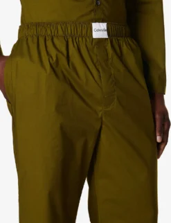 Calvin Klein Logo-appliqué Straight-leg Stretch-cotton Pyjama Bottoms -Falkeis Store R04123685 GREEN ALT04