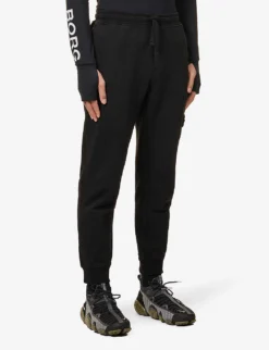 Stone Island Pocket Badge Tapered-leg Cotton-jersey Jogging Bottoms -Falkeis Store R04124575 BLACK ALT02