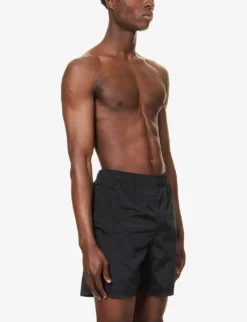 Stone Island Logo-patch Elasticated-waist Swim Shorts -Falkeis Store R04124582 NERO ALT02