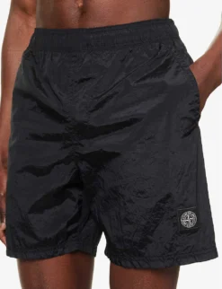 Stone Island Logo-patch Elasticated-waist Swim Shorts -Falkeis Store R04124582 NERO ALT04