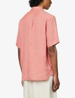 Sunspel Patch-pocket Short-sleeved Regular-fit Linen Shirt -Falkeis Store R04124835 BURNTSIENNA ALT03