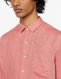 Sunspel Patch-pocket Short-sleeved Regular-fit Linen Shirt -Falkeis Store R04124835 BURNTSIENNA ALT04