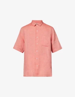 Sunspel Patch-pocket Short-sleeved Regular-fit Linen Shirt