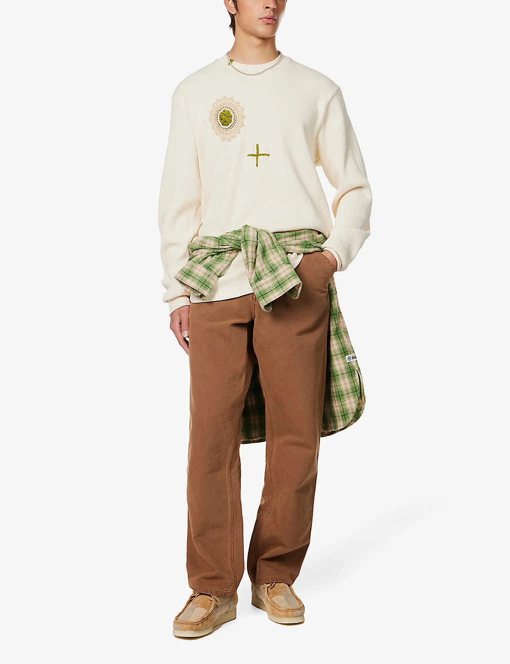 Upcycled Floral-embroidered Waffle-knit Jumper 2 Upcycled Floral-embroidered Waffle-knit Jumper - Image 2