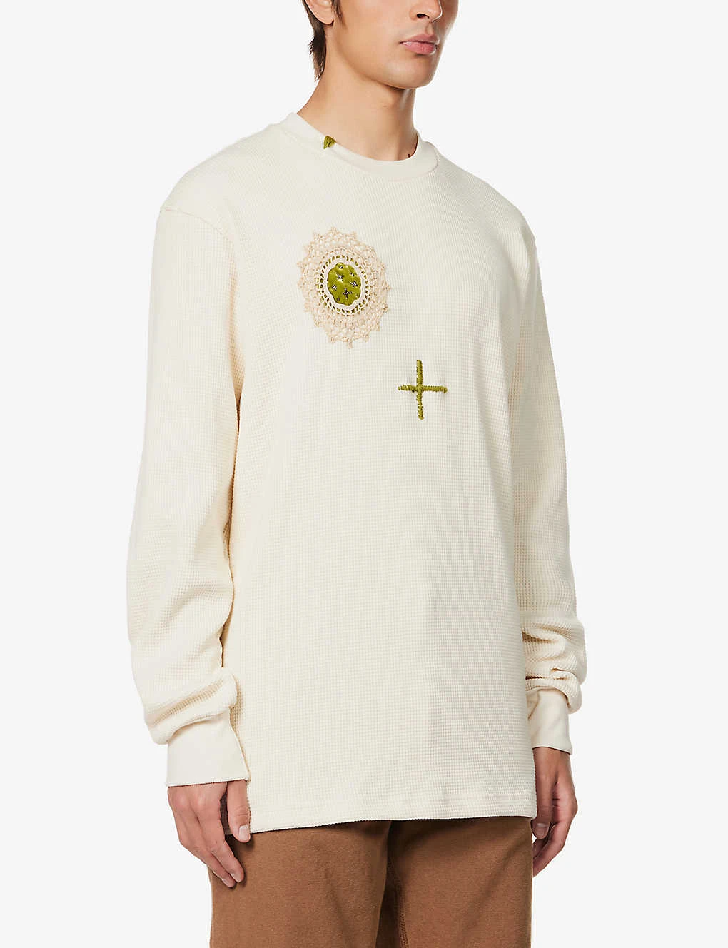 Upcycled Floral-embroidered Waffle-knit Jumper 3 Upcycled Floral-embroidered Waffle-knit Jumper - Image 3