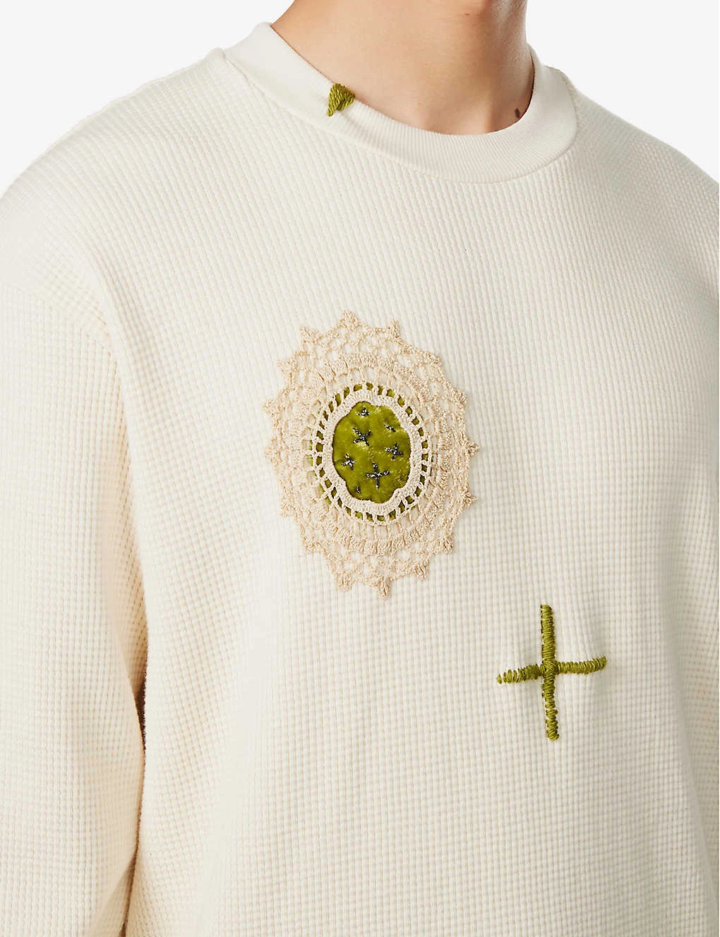 Upcycled Floral-embroidered Waffle-knit Jumper 5 Upcycled Floral-embroidered Waffle-knit Jumper - Image 5